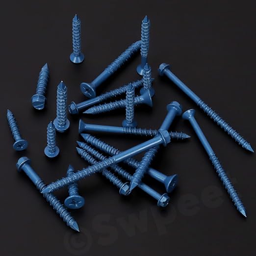 Swpeet 52Pcs 3/16" x 2-1/4" Slotted Hex Washer Head Concrete Screws Anchor - Image 6