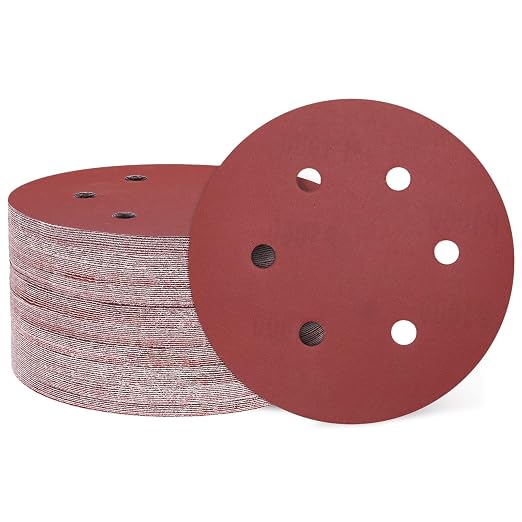 HARFINGTON 100 Pcs 6 Inch Sanding Discs 1200 Grit Red Aluminum Oxide 6 Hole | by HARFINGTON