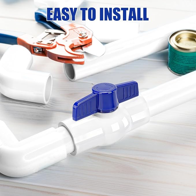 10 Pack 1" PVC Ball Valve, SCH40 Slip PVC Water Pipe Shut-Off Valve 1inch - Image 3