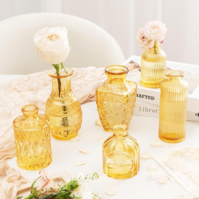 Clear Topaz Glass Bud Vase Set of 22 Pcs, Small Gold Bud Vases in Bulk - Image 8