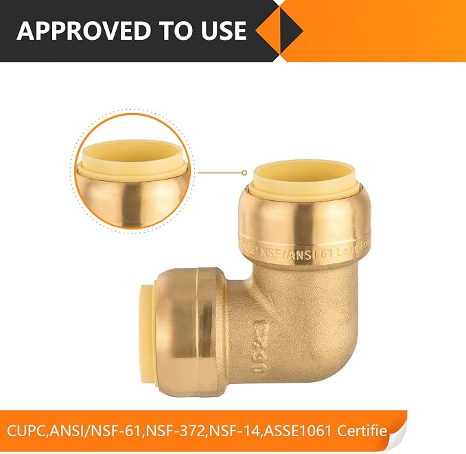12PC HeSun 3/4" x 3/4" Push-fit 90 Degree Elbow | Brass Push-to-Connect - Image 4