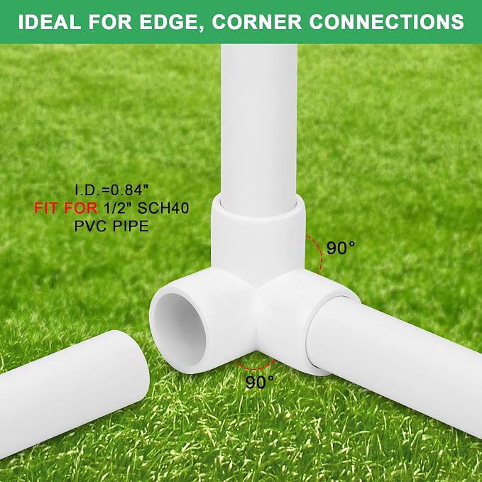 12Pack 1/2IN 3-Way Elbow PVC Fittings Furniture Grade SCH40 1/2" Tee 3 Way PVC - Image 3