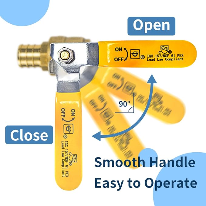 AB 3/4 Inch X 3/4 Inch Full Port PEX Brass Ball Valve, Water Shut Off Valve - Image 4