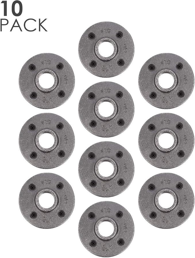 1/2" Flange Fitting, PIPE DECOR Black Malleable Iron Fittings Fit Standard 1/2 - Image 6
