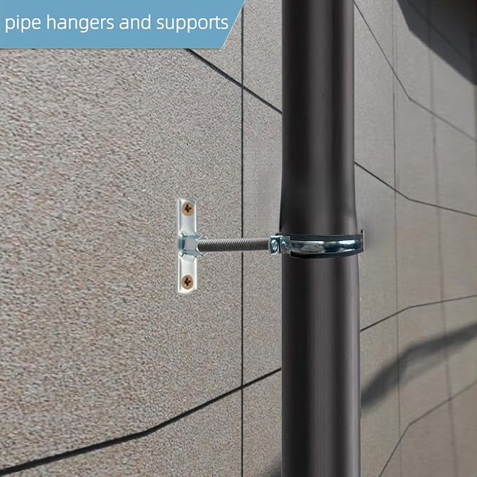 2 Sets Premium 3 Inch Adjustable Pipe Metal Bracket，Heavy Duty Galvanized Iron - Image 9