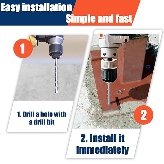 Tandefio 100 Pack 1/4 x 4 Concrete Anchors and Screw Kits Galvanized | Large - Image 4