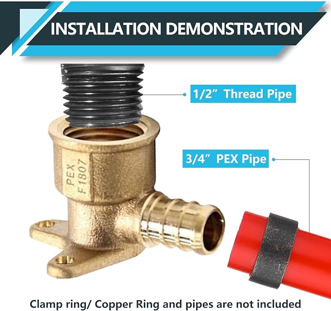 5Pack Seelink PEX Fittings, 1/2" PEX x 1/2" Female NPT Drop Ear Elbow | PEX - Image 4