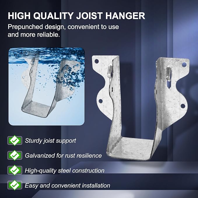 Joist Hangers 2x4 for Wood 20 Gauge Galvanized Face Mount Joist Hanger Bracket - Image 2