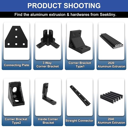 12pcs 2040 Joint Plate Connector Corner T Bracket 12-Hole Black | 2040 V Slot - Image 5