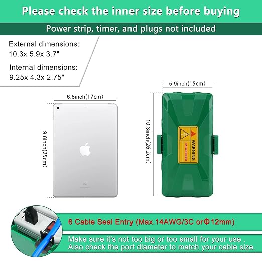 Green Outdoor Electrical Box, Waterproof Extension Cord Cover Weatherproof | - Image 7