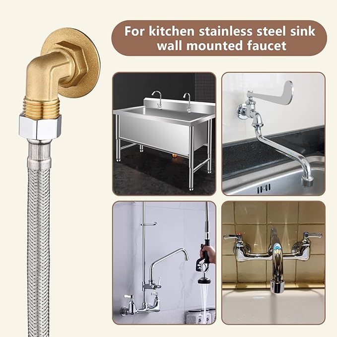 Wall Mount Commercial Faucet Installation kit, Lead-Free 90 dergee backsplash - Image 5