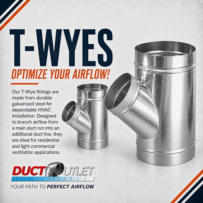 12" x 10" x 10" T-Wye HVAC Duct Fitting, 26 Gauge Galvanized Steel Round Duct - Image 5