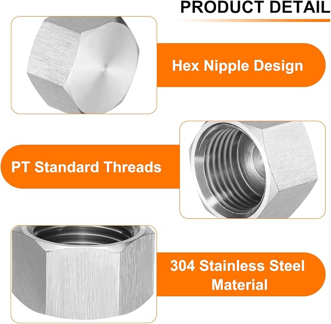 uxcell 4pcs Hex End Cap 304 Stainless Steel Nut - Image 3