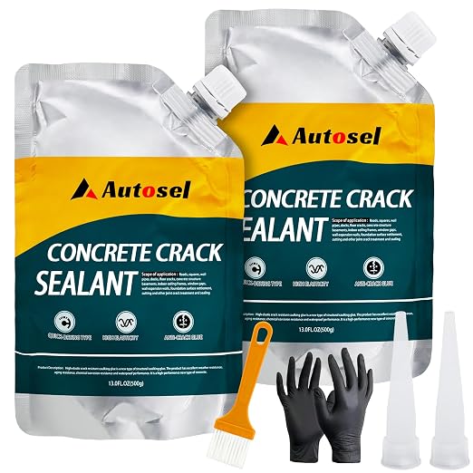 Self-Leveling Concrete Crack Sealant, Fast-Dry Waterproof Cement Filler by AutoselHomeSolutions