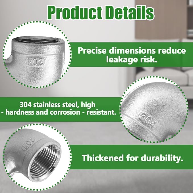 1 Pack Street Elbow, 90 Degree 1-1/2 Inch, Stainless Steel | Male and Female - Image 4