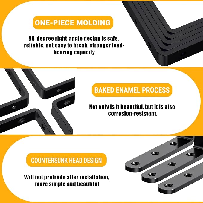 25Pcs Black Angle Brackets 3”x 3” Heavy Duty Corner Bracket 3MM - Image 3