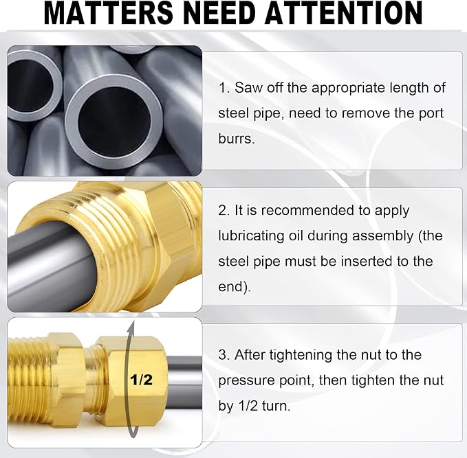 ChillWaves Brass Compression Tube Fitting, 1/8" OD x 1/8" NPT Male Compression - Image 3