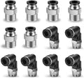CNAODUN 12 Pcs Push to Connect Fittings 1/4 Inch Tube OD x 1/4 Inch NPT Thread by CNAODUN