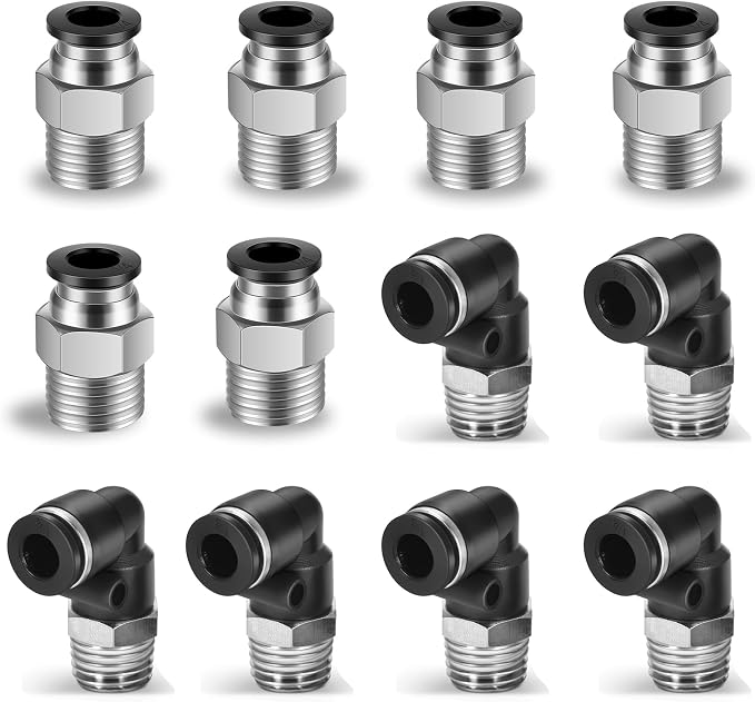 CNAODUN 12 Pcs Push to Connect Fittings 1/4 Inch Tube OD x 1/4 Inch NPT Thread by CNAODUN
