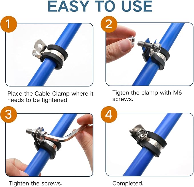 Cable Clamps Assortment Kit, 25 Pack Stainless Steel Rubber Cushion Pipe Clips - Image 4