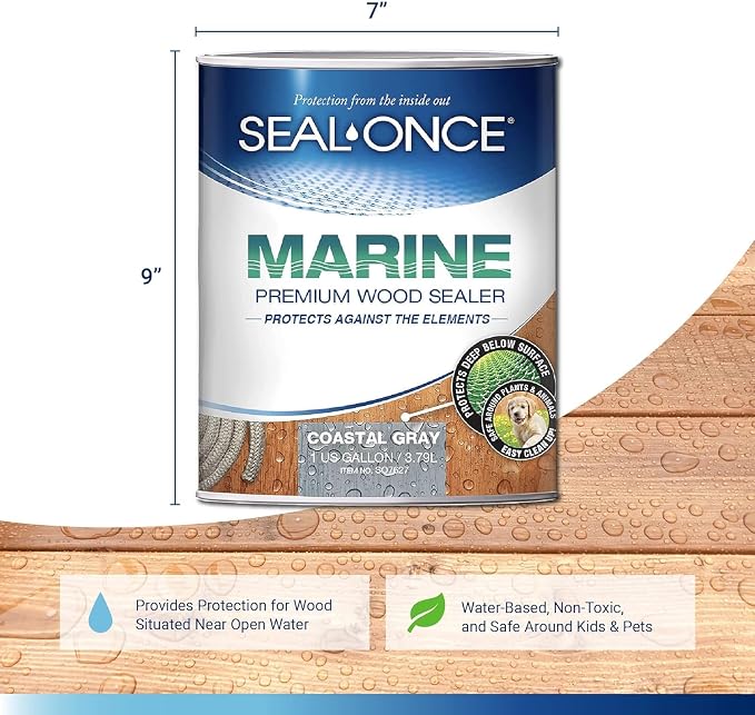 SEAL-ONCE Marine Ready Mix Wood Sealer and Stain, Coastal Gray, 2 Gallon | - Image 7