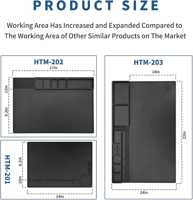 HengTianMei-203 Black Magnetic Repair Work Mat Heat Resistant Large Silicone - Image 6