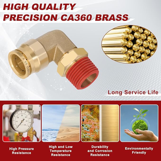 90° Swivel Male Elbow, 5/8" Tube x 1/2" NPT, DOT Approved 5PCS | - Image 2