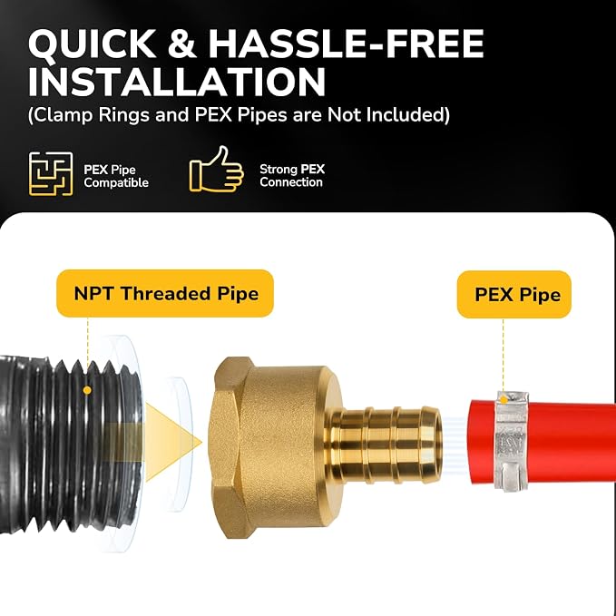 12 Pack Pex Fittings, 1/2" Female NPT to 1/2" Pex Male Adapter, Heavy-Duty - Image 4