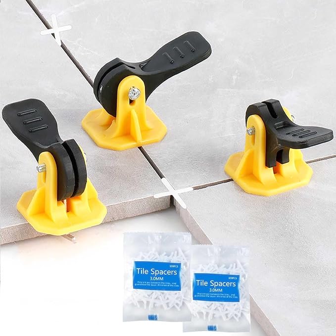 50pcs Tile Leveling System Reusable+200pcs Cross Tile Spacers 1/8"+50pcs by FACITE