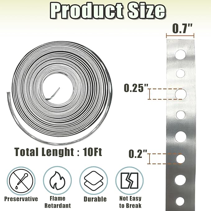 2 Roll Galvanized with Holes Metal Pipe Strap - Image 2