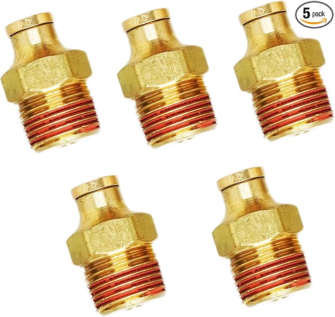 Push to Connect Fittings, 1/4" Tube OD x 3/8" NPT Male Brass DOT Air Fittings by TLTOOLEGIN