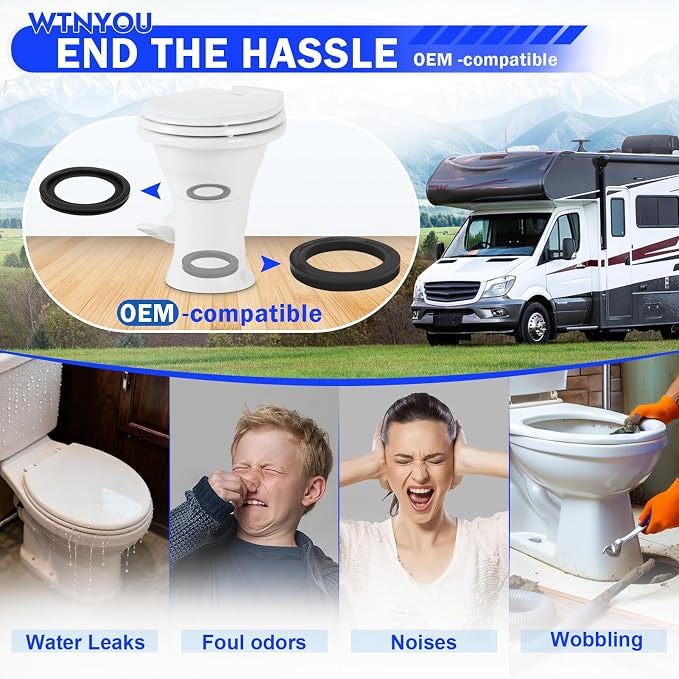 RV Toilet Seal Kit to Replace RV Toilet Gasket and Flush Ball Seal - Image 2