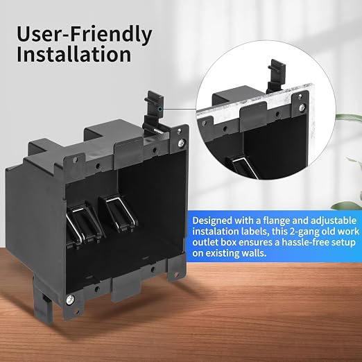 2-Gang Black Non-Metallic PVC Old Work Electrical Box, 25 Cubic Inch. – - Image 2