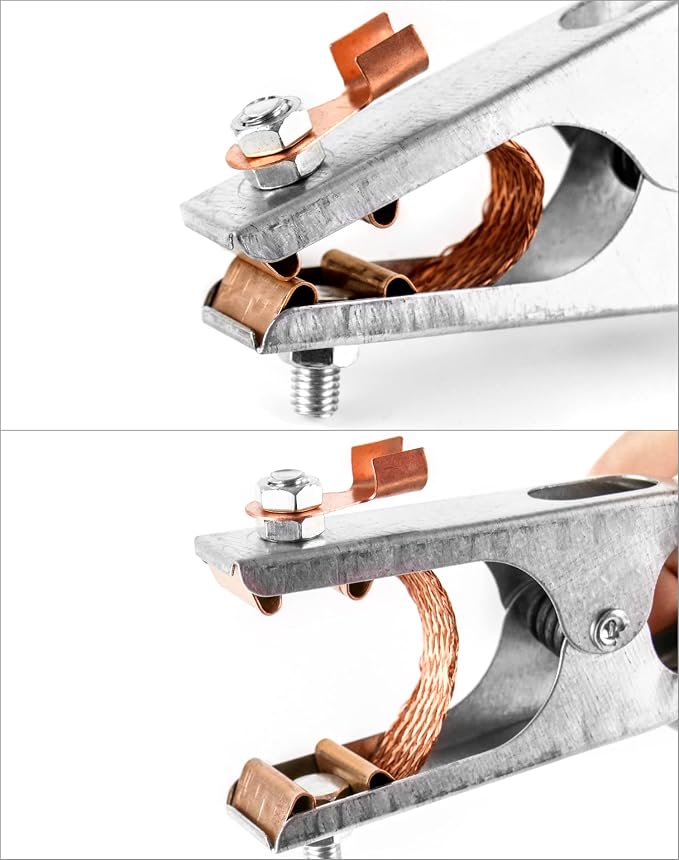 QWORK Welding Ground Clamp, 2 Pack 500AElectroplated Ground Clamp Copper - Image 3
