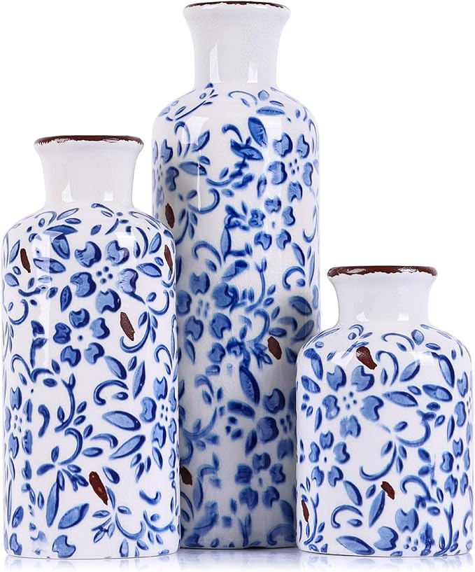 Chinoiserie Decor Ceramic Vases Set by QIANLING