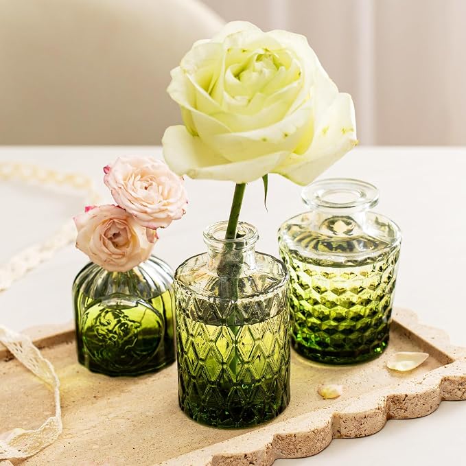 Clear Gradient Green Glass Bud Vase Set of 24 Pcs, Small Bud Vases in Bulk - Image 8