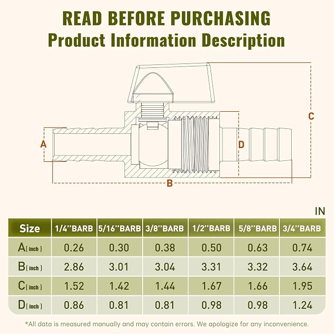 2Pack 3/4" Hose ID Barb Mini Ball Valve, Stainless Steel Small Shut Off Valve - Image 9