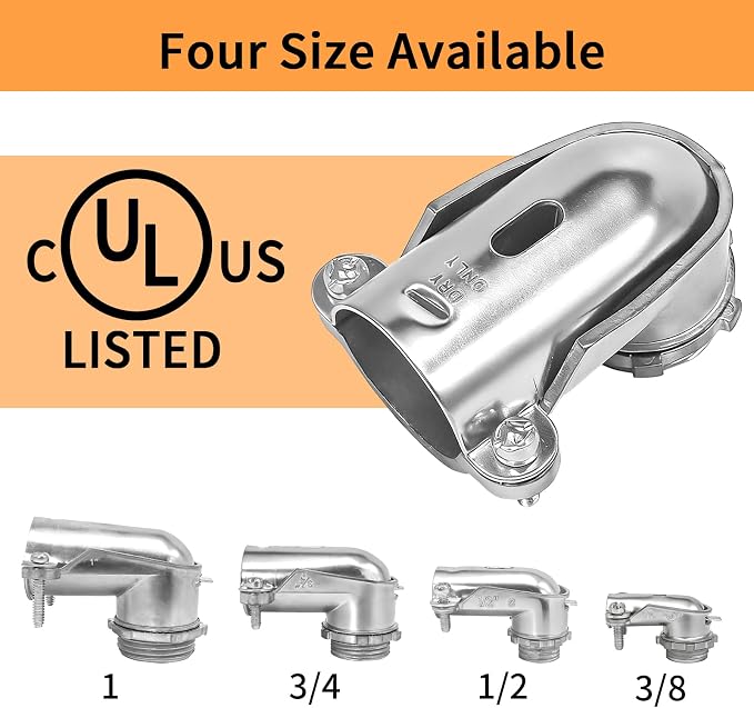 6-Pack 1 Inch 90-Degree BX Squeeze Connectors - Image 3