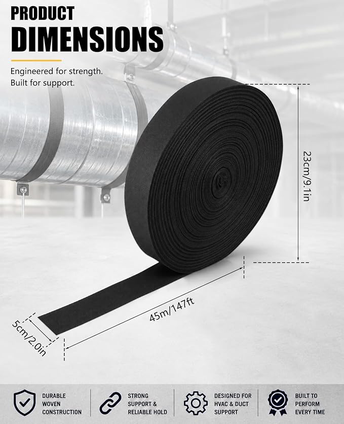 Heavy Duty Nylon HVAC Duct Strap, 2in x 147ft Duct Support Webbing | Heavy duty - Image 2