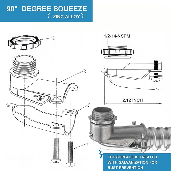 eflyefly 1/2 Flexible Metal Electrical Conduit Kit，50 Feet of 1/2-inch Flexible - Image 6