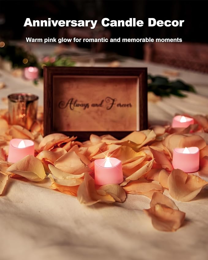 Homemory 50-Pack Pink Flameless Battery Tea Light Candles, 200+ Hours | - Image 2