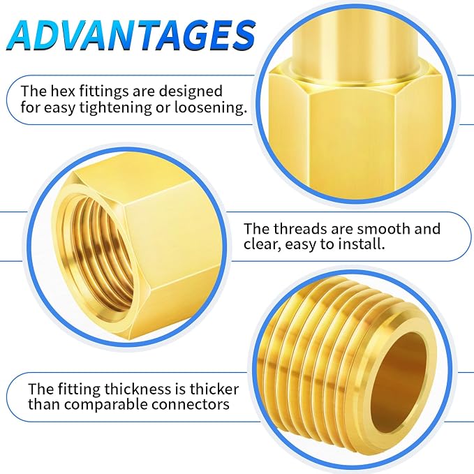 ChillWaves Brass Pipe Fitting, Long Nipple Pipe 1/4" NPT Male x 1/4" NPT Female - Image 4