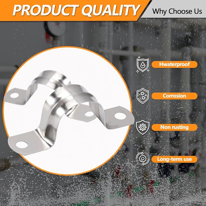 60Pcs M25 1 Inch Stainless Steel Rigid Pipe Strap | Conduit Clamps, Heavy Duty - Image 3