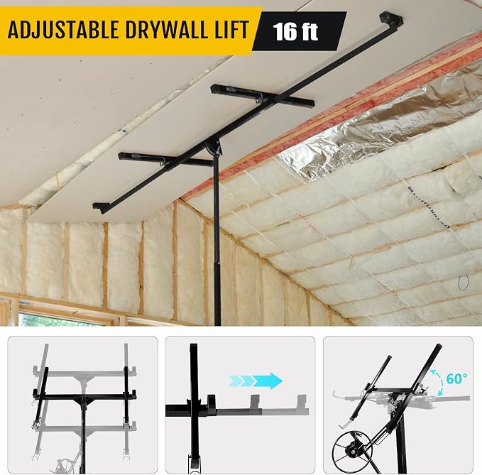 One-Person Drywall Lift Panel Hoist, 150 Lb Heavy-Duty Steel Sheetrock Jack | - Image 4