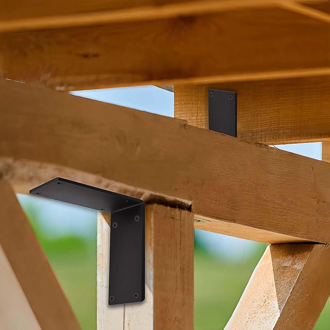 4Packs Heavy Duty Steel Corner Brackets, 90 Degree Angle Post Bracket-6"x 6" - Image 6