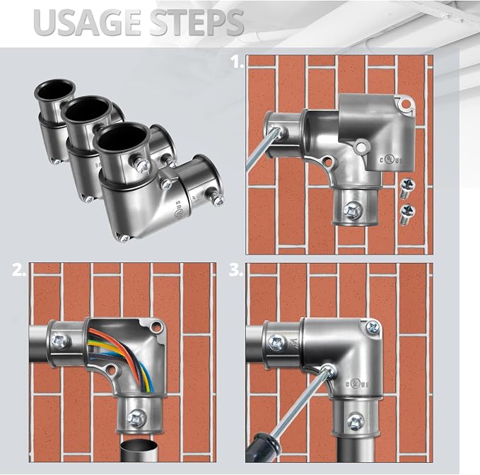 1" 90 Degree Inside Corner Pull-Elbow, EMT Fitting, 5 Pack | Zinc Die-Cast Body - Image 6