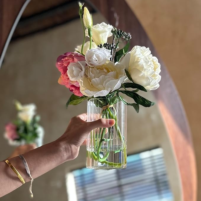 12Pcs Glass Cylinder vases for Centerpieces, 6 Inches Clear Ribbed Bud Vases - Image 7