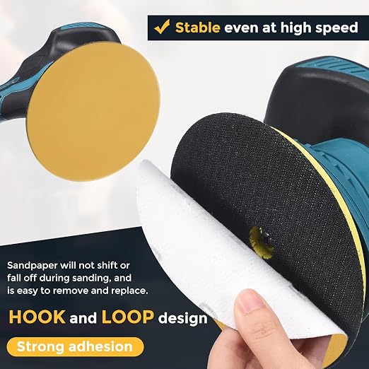 HARFINGTON 40 Pcs 6 Inch Sanding Discs 80 Grit Yellow Aluminum Oxide | Hook and - Image 3