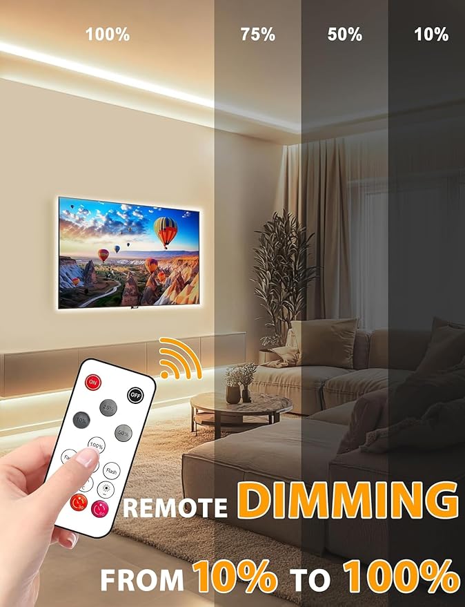 Lamomo COB LED Strip Lights, 16.4Ft Natural White Dimmable Self-Adhesive Led - Image 2