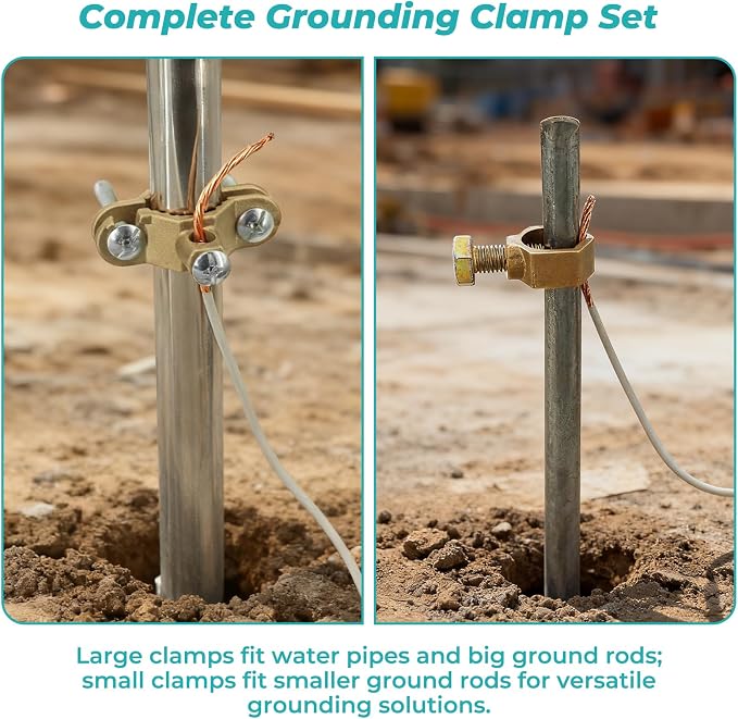 Copper Ground Clamp Set：Grounding Rod：1/2-5/8”&Pipe/Conduit Clamp：1/2-1” | - Image 5